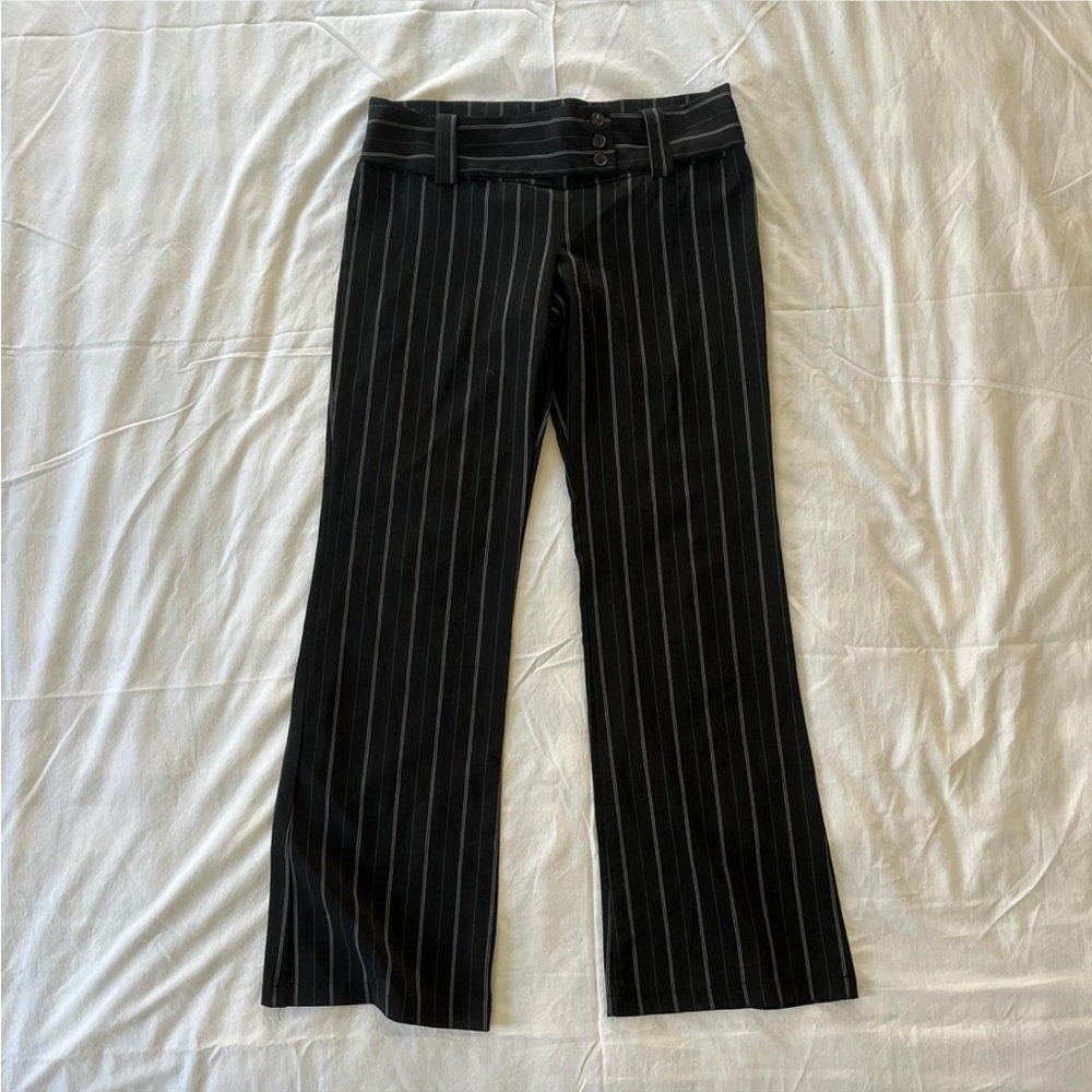 vintage striped flare low waisted pants